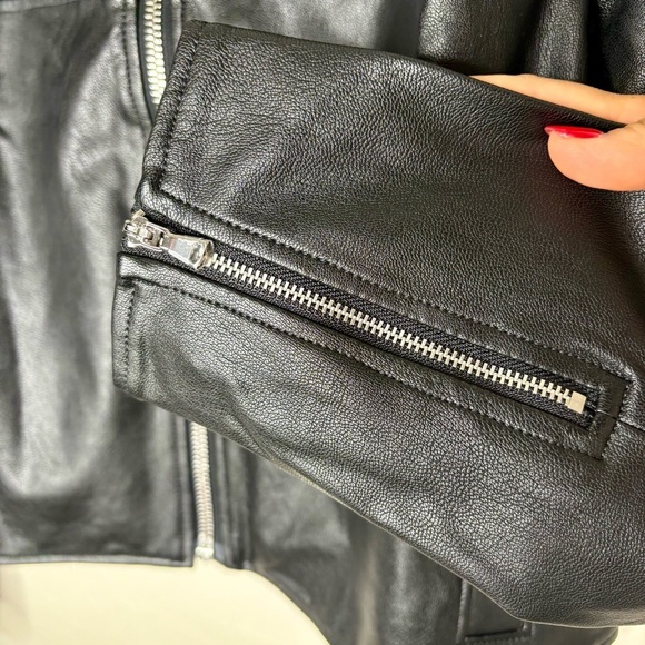 Spanx II Moto Jacket Luxe Black Faux Leather Zip Front New With Tags - Picture 8 of 12
